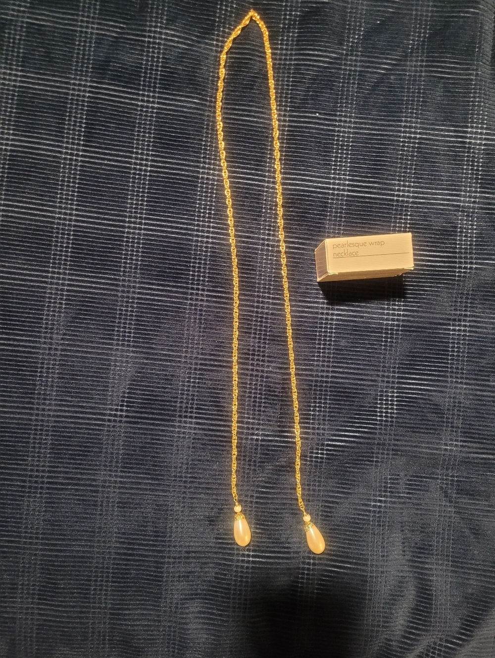 Avon Vintage Gold Tone Faux Pearl Drop Wrap Necklace